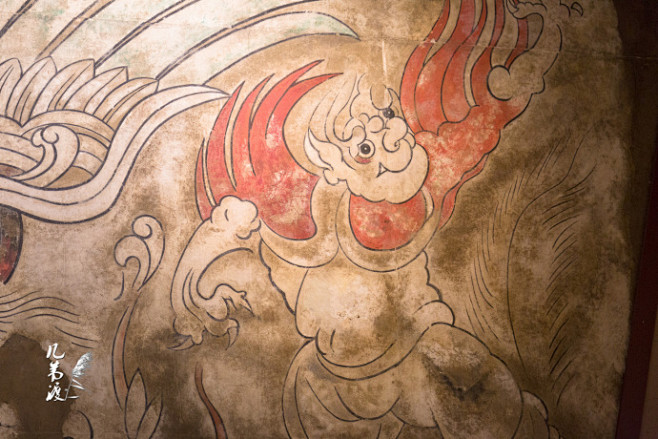 苇影渡游东魏茹茹公主墓壁画拍摄于河北博物馆北朝壁画展厅王陵大墓