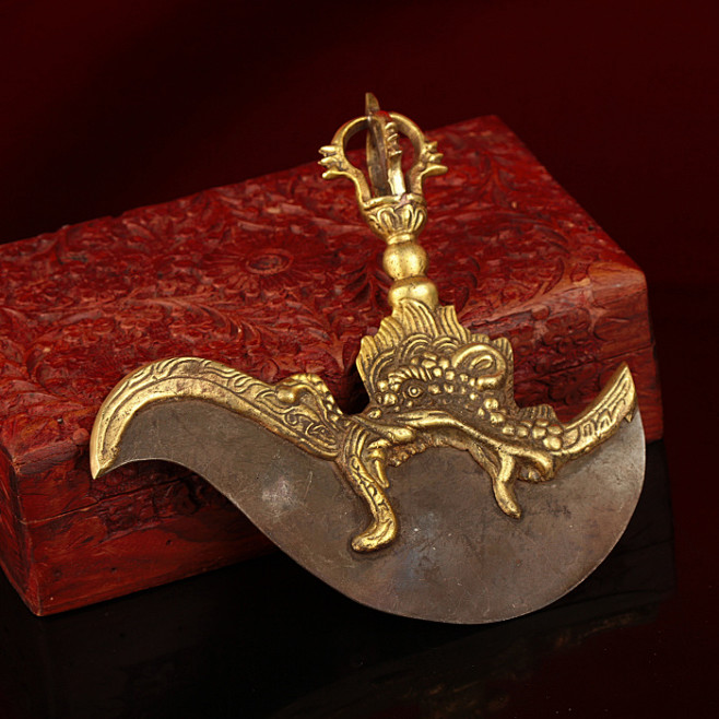 西藏红黄铜五福法刀护身金刚杵驱邪降魔杵藏传佛家宗密法器淘宝网