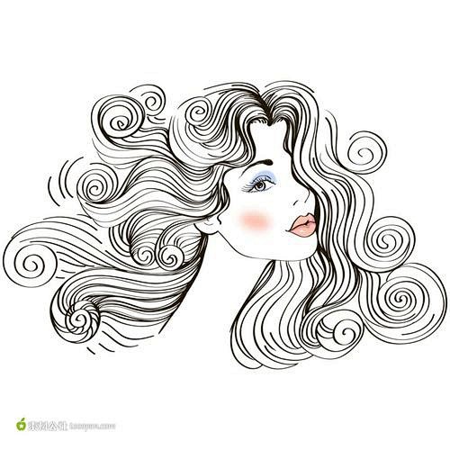 卷发美女头像简笔画