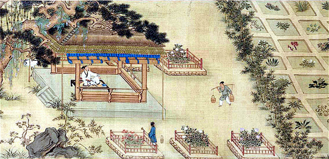 明仇英独乐园图高清大图与局部