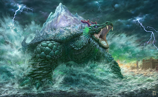 神兽鲲山海经异兽神话神兽鲸鱼暴龙