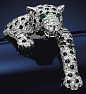 The Duchess of Windsor's Cartier panther bracelet. The fully-articulated bracelet, made by Cartier in 1952, is pavé-set with brilliant- and single-cut diamonds and calibré-cut onyx.  Via Diamonds in the Library.