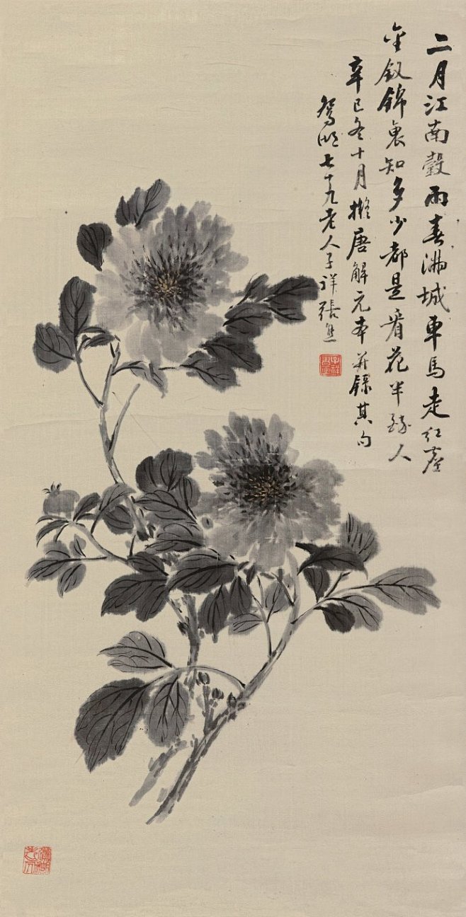 张熊黑牡丹图欣赏