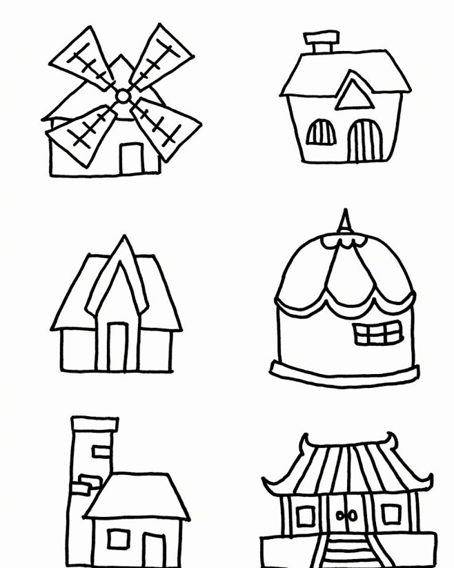 一组手帐建筑简笔素材集丨via教画画的沈老师