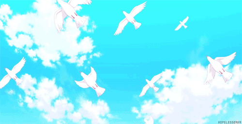 看风景的人在楼上看你 gif 动图 二次元 动漫 签名档 樱花 天空 kylin