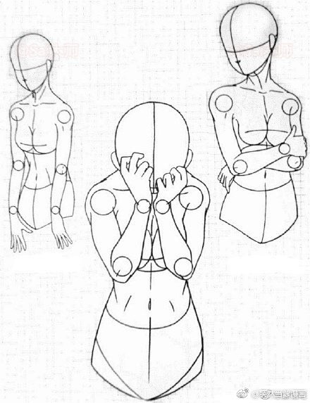 人体结构素材,女性上半身动态框架,马起来学习~ #人体结构# #动漫绘画