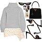 A fashion look from October 2017 featuring turtleneck sweater, pink skirt and black strappy sandals. Browse and shop related looks.