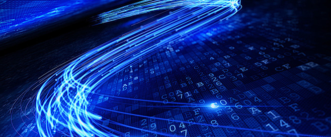 蓝色光线科技亮斑线条信息数字字母海报banner科技感科技风高科技科幻