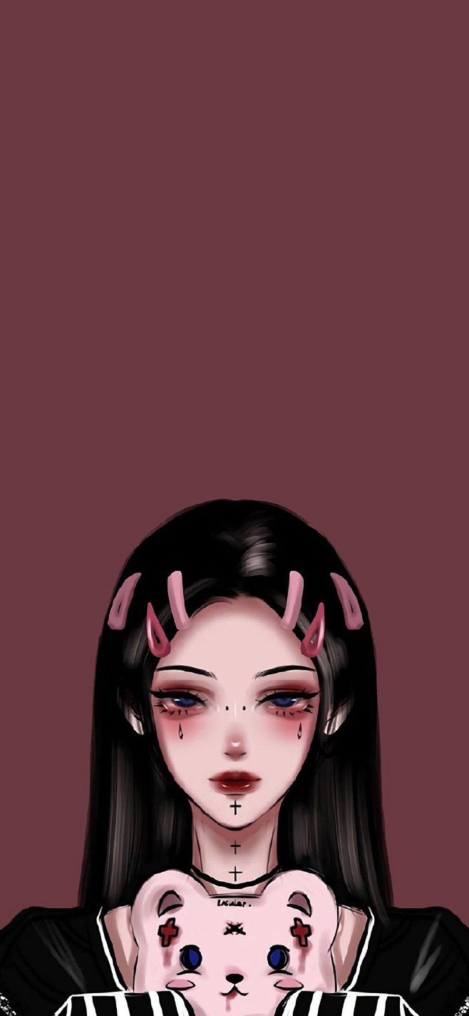 个性女生手绘插画高清手机壁纸