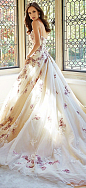 Sophia Tolli Fall 2014 Bridal Collection - wedding dress with thin straps and floral details