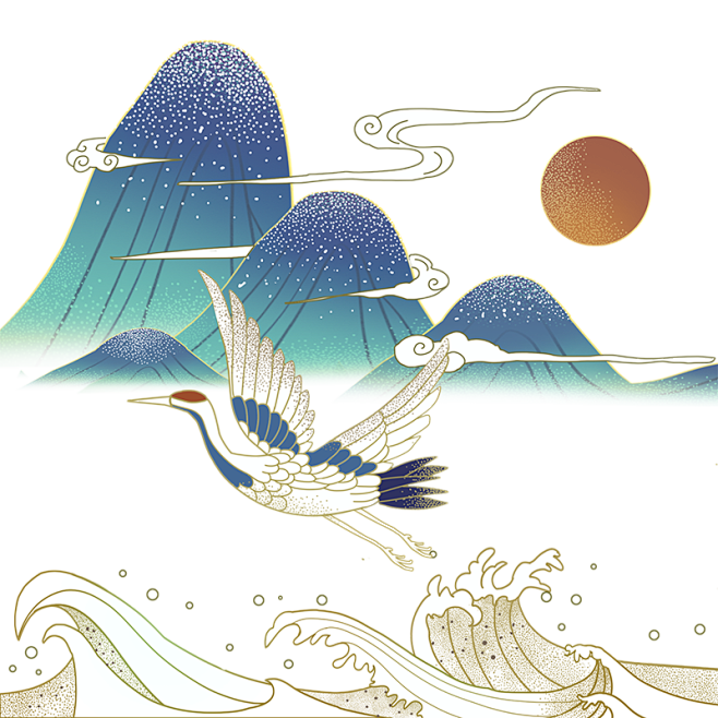 仙鹤祥云中国风春节元素免抠高清png