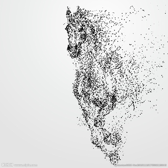 黑白抽象波点画