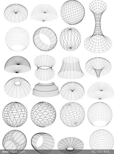 3d线框图型球体变化矢量素材