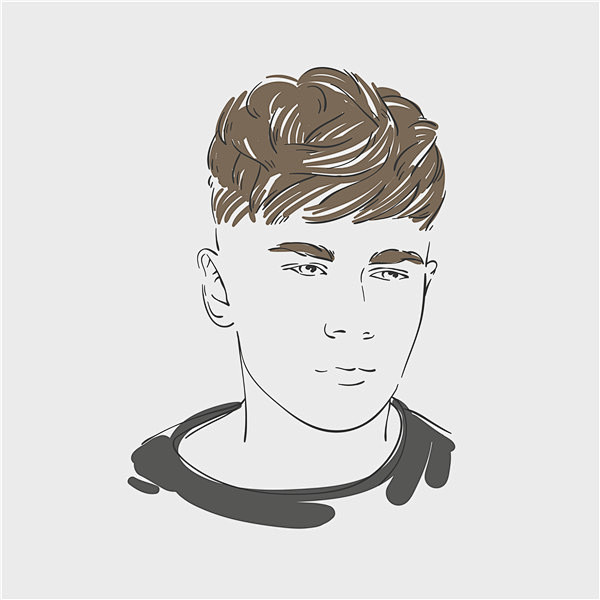 手绘人物头像英俊的年轻人外国人矢量素材合集