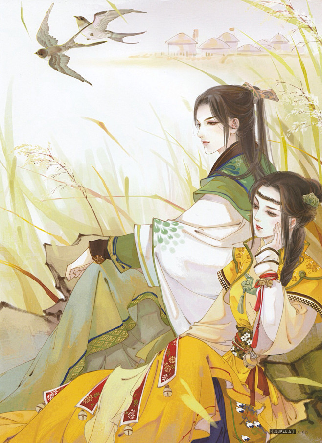 古装情侣古风恋人才子佳人俊男美女金童玉女精美插画漫画唯美手绘