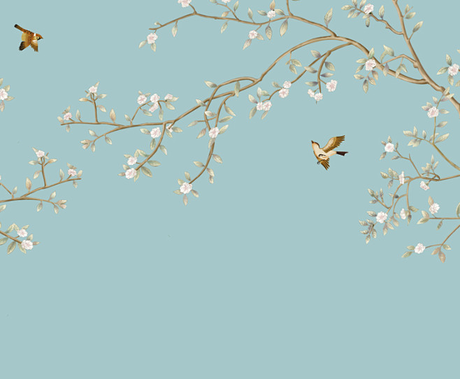 新中式花鸟背景墙图库高清背景墙图片素材瓷砖陶瓷壁纸喷绘打印淘宝网