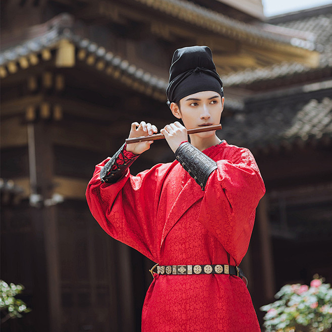 君陈原创唐圆领袍襕袍复原款绯红暗纹提花婚服礼服男装汉服不退淘宝网