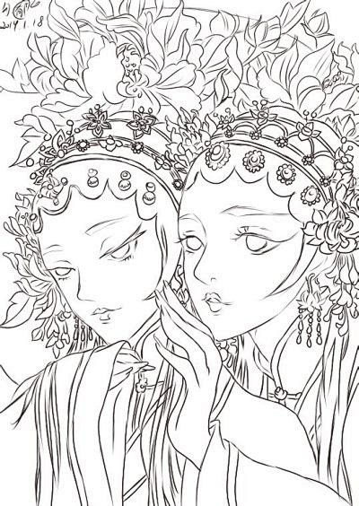 戏子头饰画法简笔