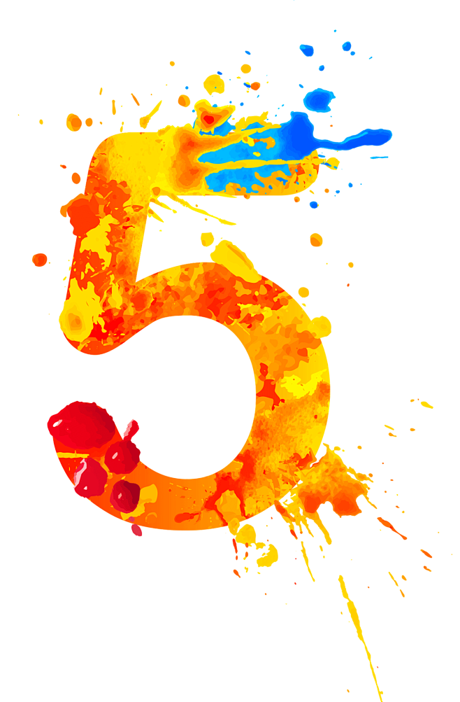 png素材彩绘泼墨文字数字设计创意文本艺术字设计阿拉伯数字5braclass