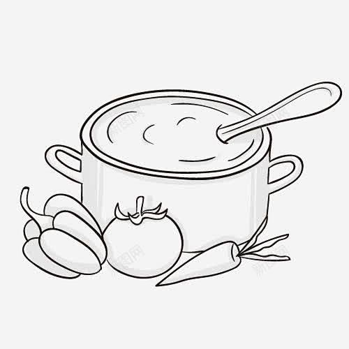 汤锅锅简笔画锅蔬菜平面电商创意素材