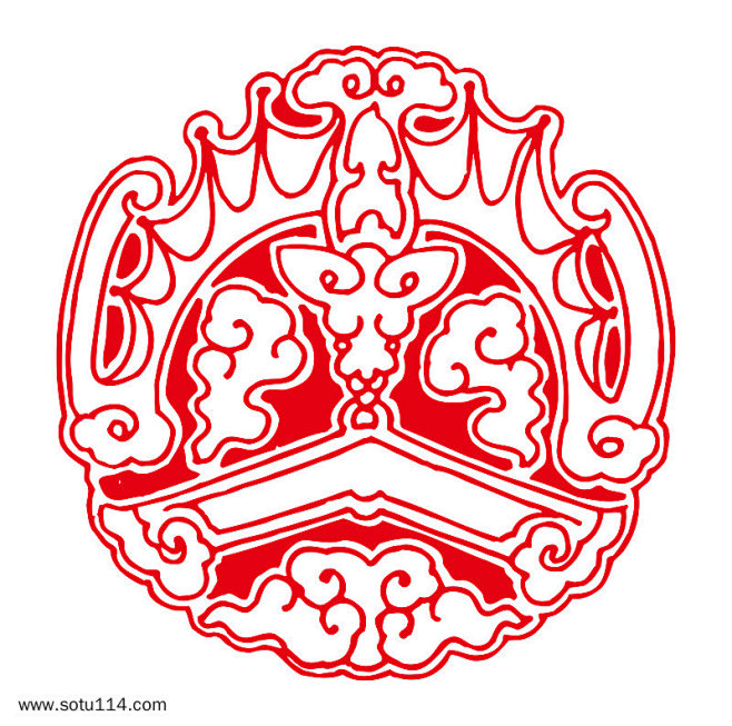 20:48:56红色祥云蝙蝠纹传统圆形图案1喜欢边框花纹-黑桃-k同采自www