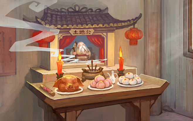 动画场景土地庙