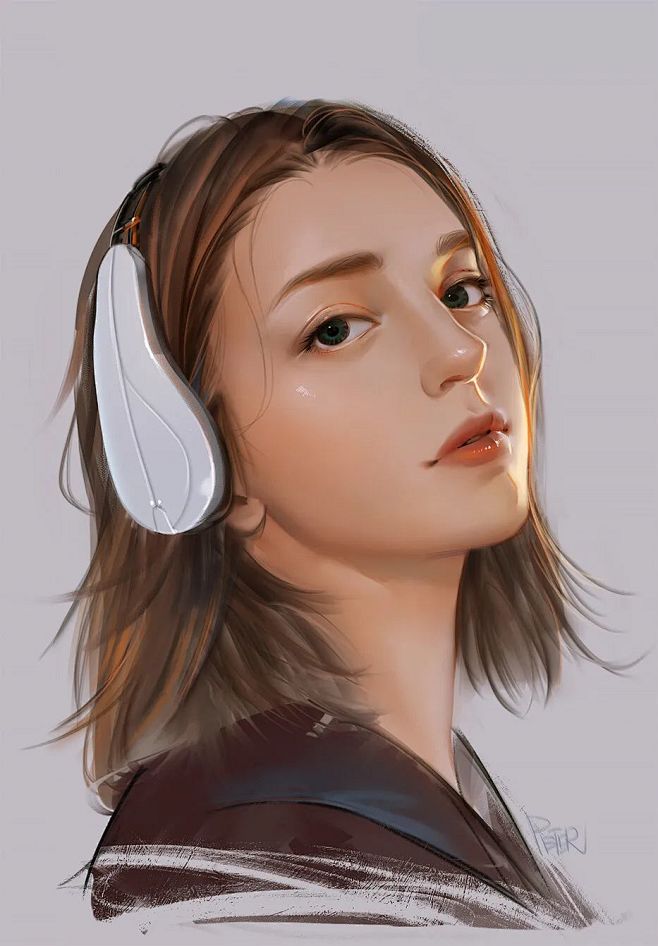 头像参考头像女头像画师peterxiao的厚涂写实人像插画