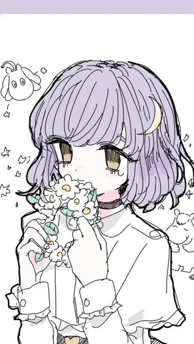 iphone壁纸电脑壁纸插画文字动漫平铺萌物软妹少女心粉色卡通可爱人物