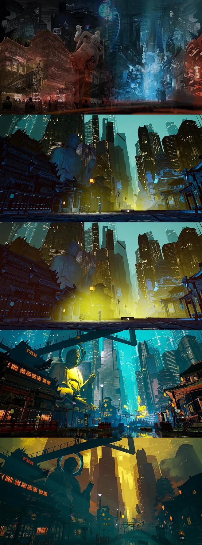 未来信仰中国风赛博朋克ue4场景设计ggac