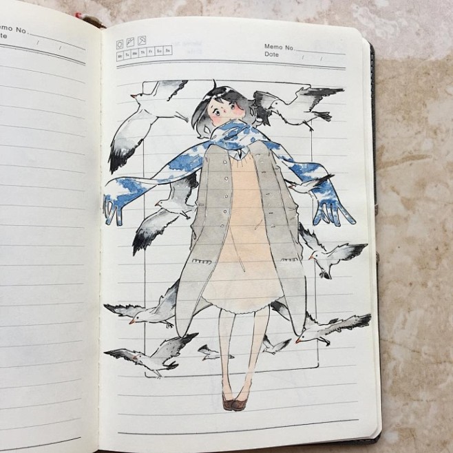 横格本也能画出漂亮的手绘insikeddaviains插画6767676767