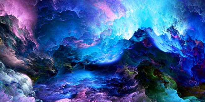 七彩斑斓云雾叠栾迷幻梦境绚丽发散设计背景bj000019