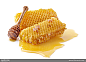 天然美味蜂巢蜜和蜂蜜棒高清图片