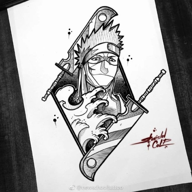 大家晚安纹身线稿newschool纹身67676767