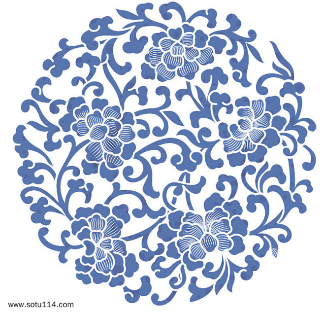 圆形图案青花瓷花纹