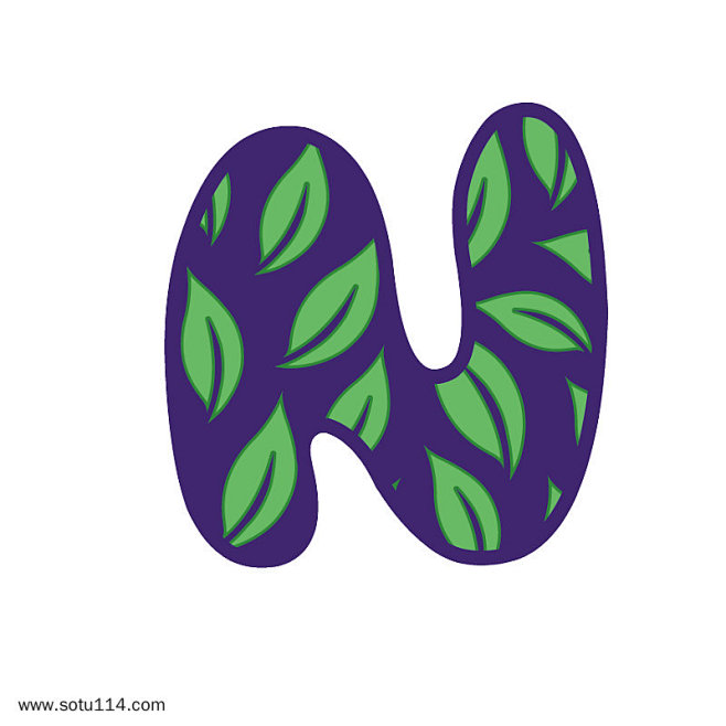 卡通花纹英文艺术字n