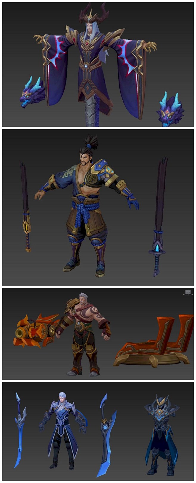 百里守约 赵云 李白 人物角色/3dmax模型贴图/unity/u3d手游 游戏美术