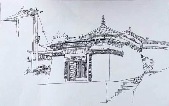 图片朱浩明甘南藏族自治州速写写生作品风景速写朱浩明速写甘南藏族