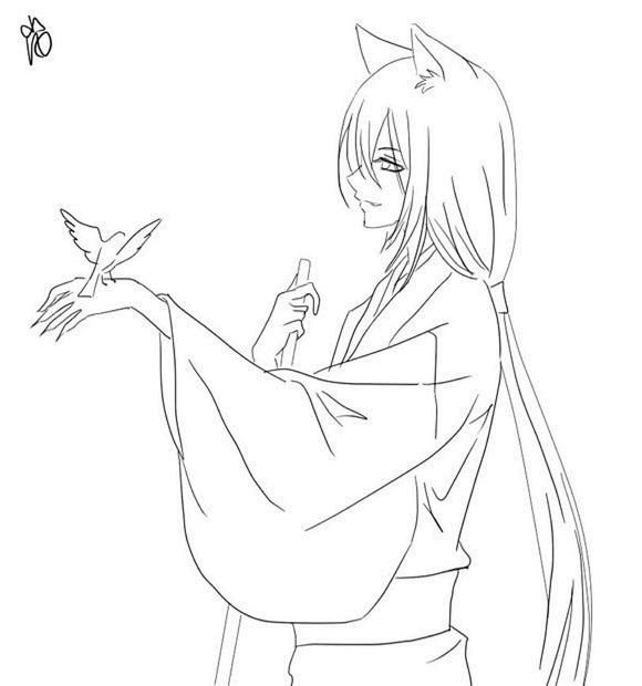 元气少女缘结神巴卫线稿