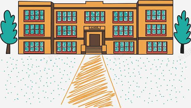 学校卡通图案装饰图案教学楼创意素材