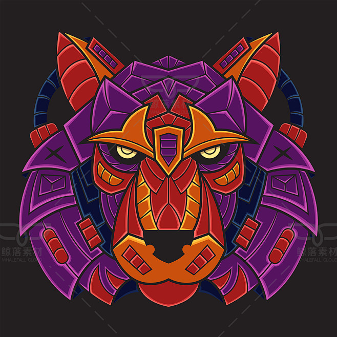 七彩波普艺术抽象几何老虎头图片老虎头像印花图案ai矢量图素材淘宝网