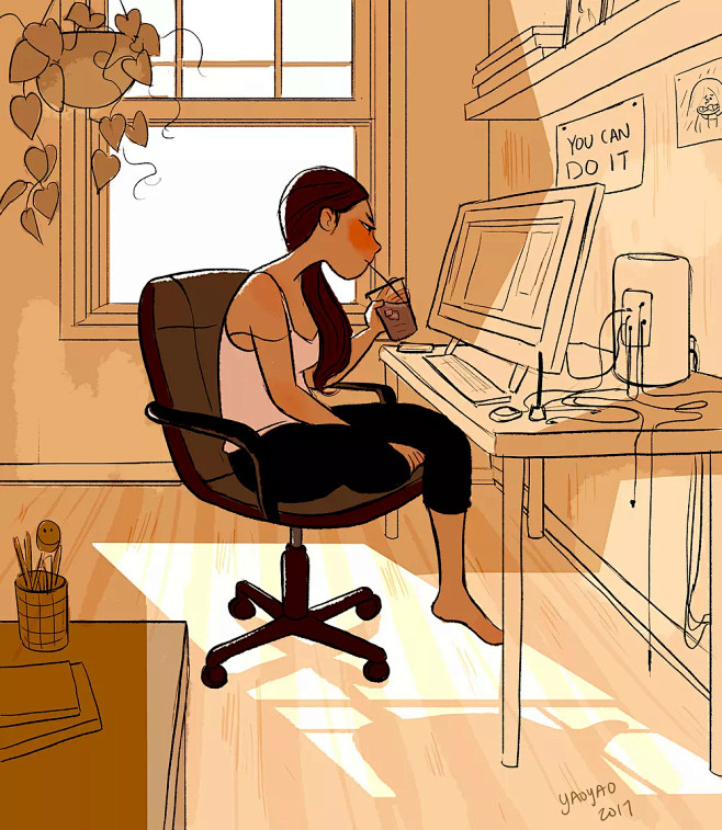 美国洛杉矶插画师yaoyaomavan笔下单身女孩的日常生活