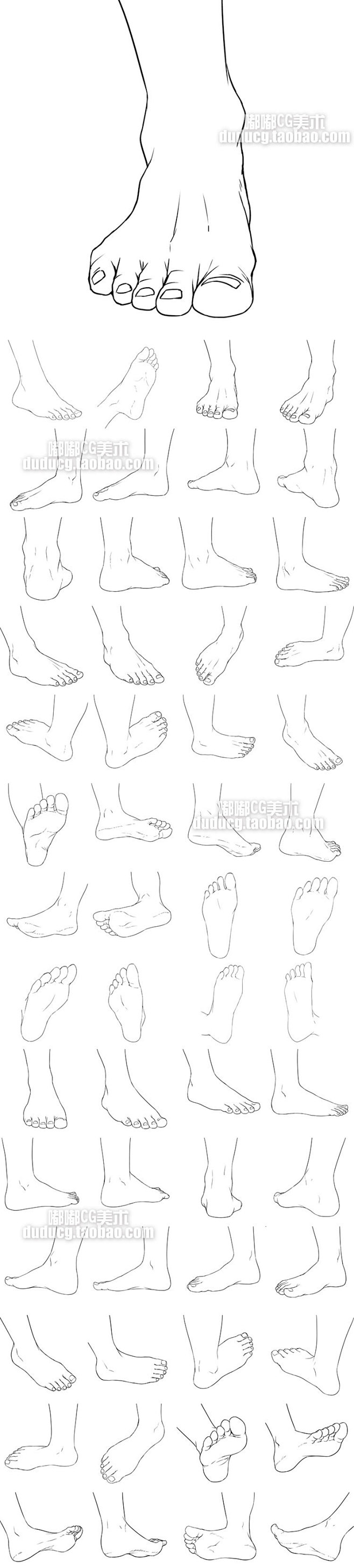 769多角度脚部足部线稿手绘动漫动画人体动态精品绘画素材淘宝网