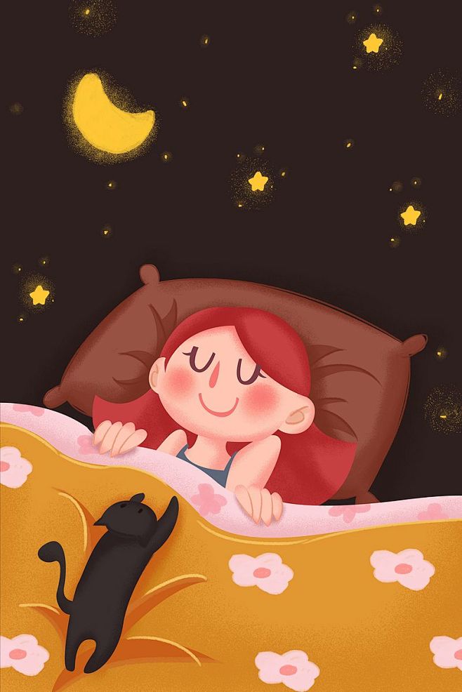 女人晚安睡觉卡通图片图片