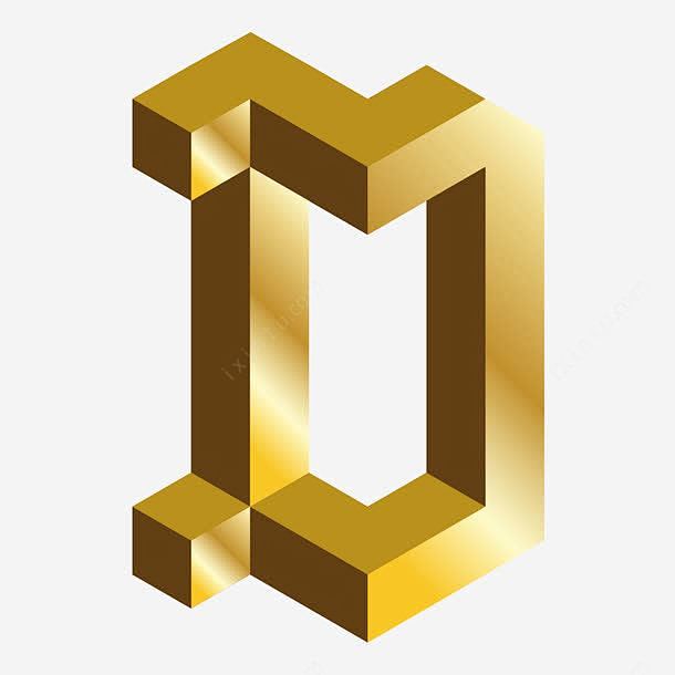 金色c4d英文字母d立体艺术字高清素材3d立体效果c4d立体艺术字三维