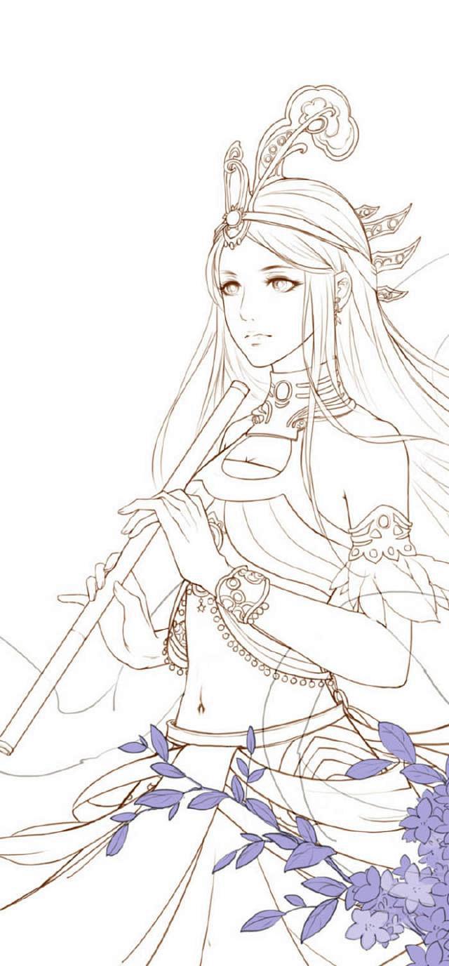 古风人物手绘线稿