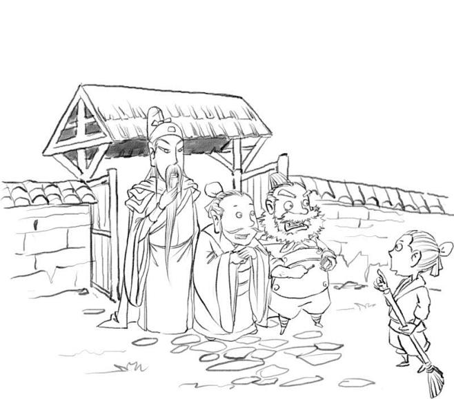 三顾茅庐简笔手绘