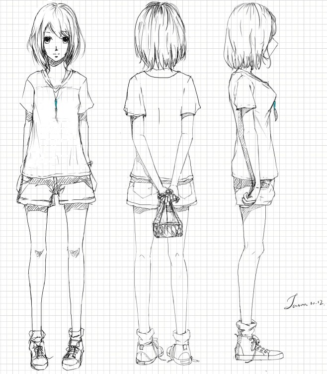 人物三视图线稿