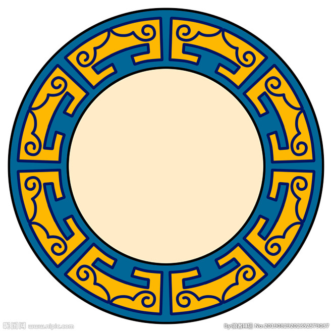 圆形蒙古图案花边素材