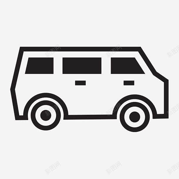 面包车线条简笔画平面电商创意素材