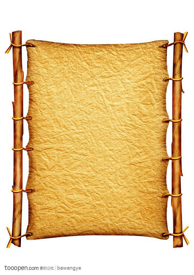 古代纸张牛皮卷纸卷轴高清图片素材